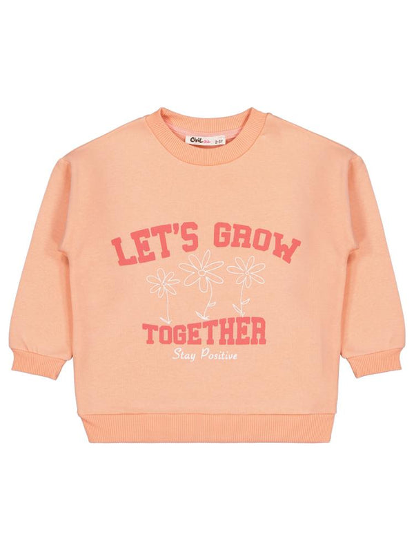 Civil Girls Lest Grow Together Baskılı 2-5 Yaş Sweatshirt - Turuncu
