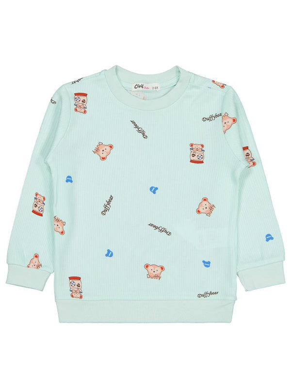 Civil Girls Ayıcık Baskılı 2-5 Yaş Sweatshirt - Yeşil