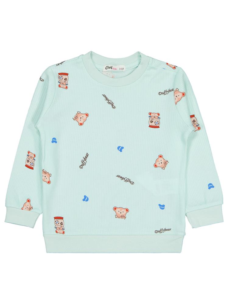 Civil Girls Ayıcık Baskılı 2-5 Yaş Sweatshirt - Yeşil