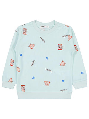 Civil Girls Ayıcık Baskılı 2-5 Yaş Sweatshirt - Yeşil