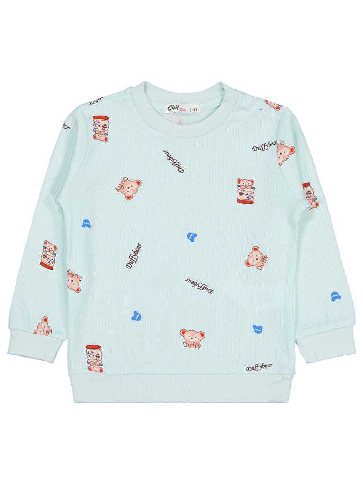 Civil Girls Ayıcık Baskılı 2-5 Yaş Sweatshirt - Yeşil