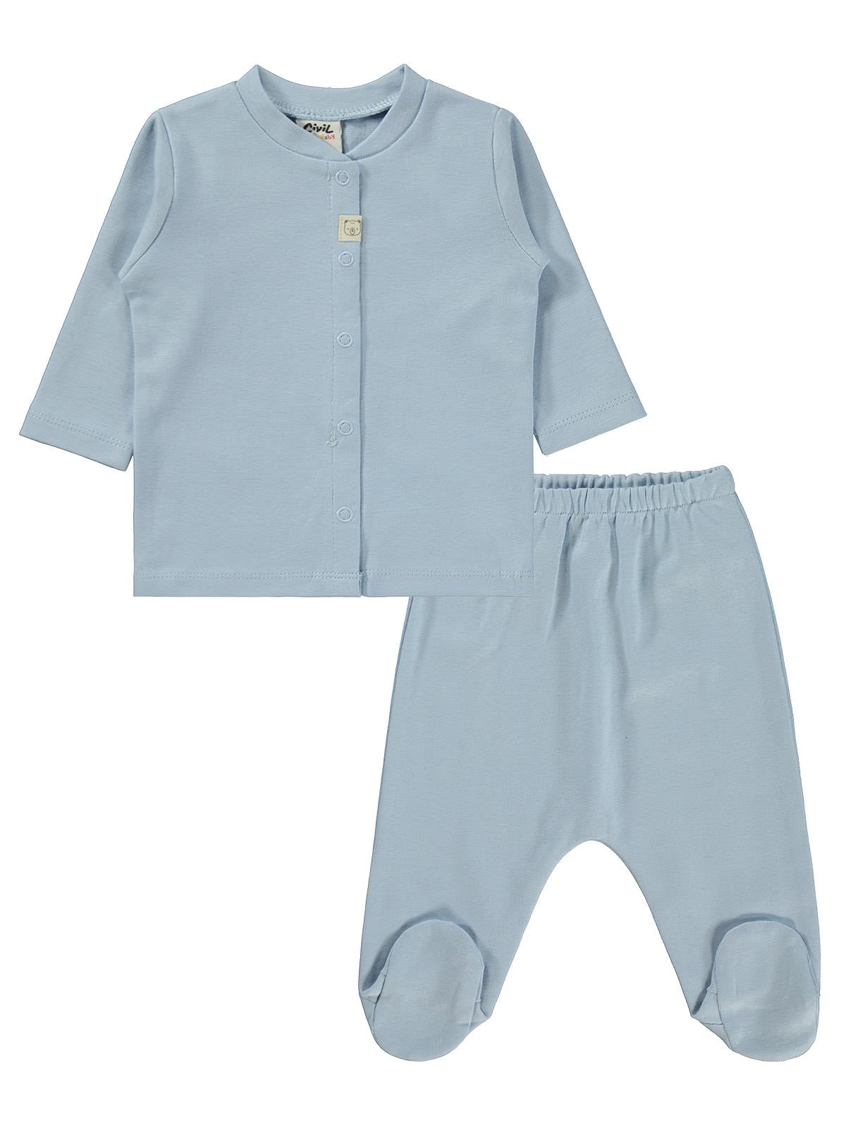Civil Baby Düz 1-6 Ay Pijama Takımı - Mavi
