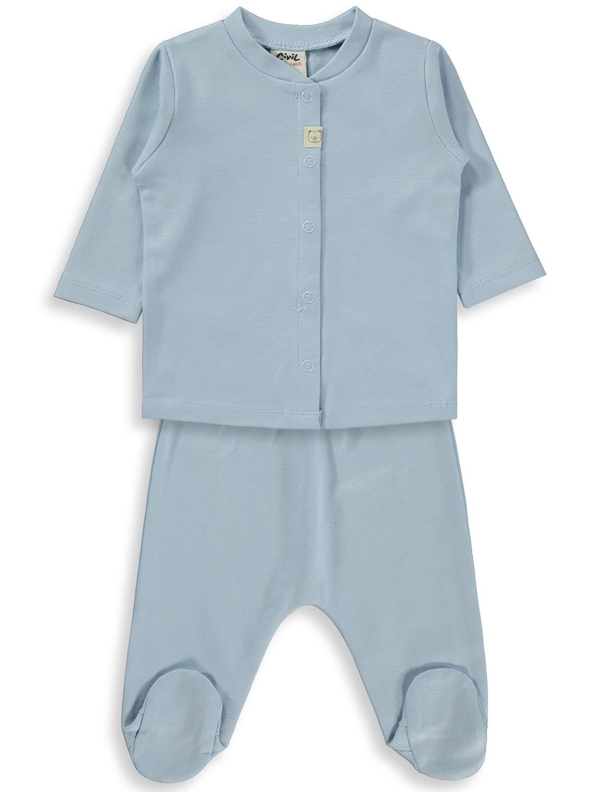 Civil Baby Düz 1-6 Ay Pijama Takımı - Mavi