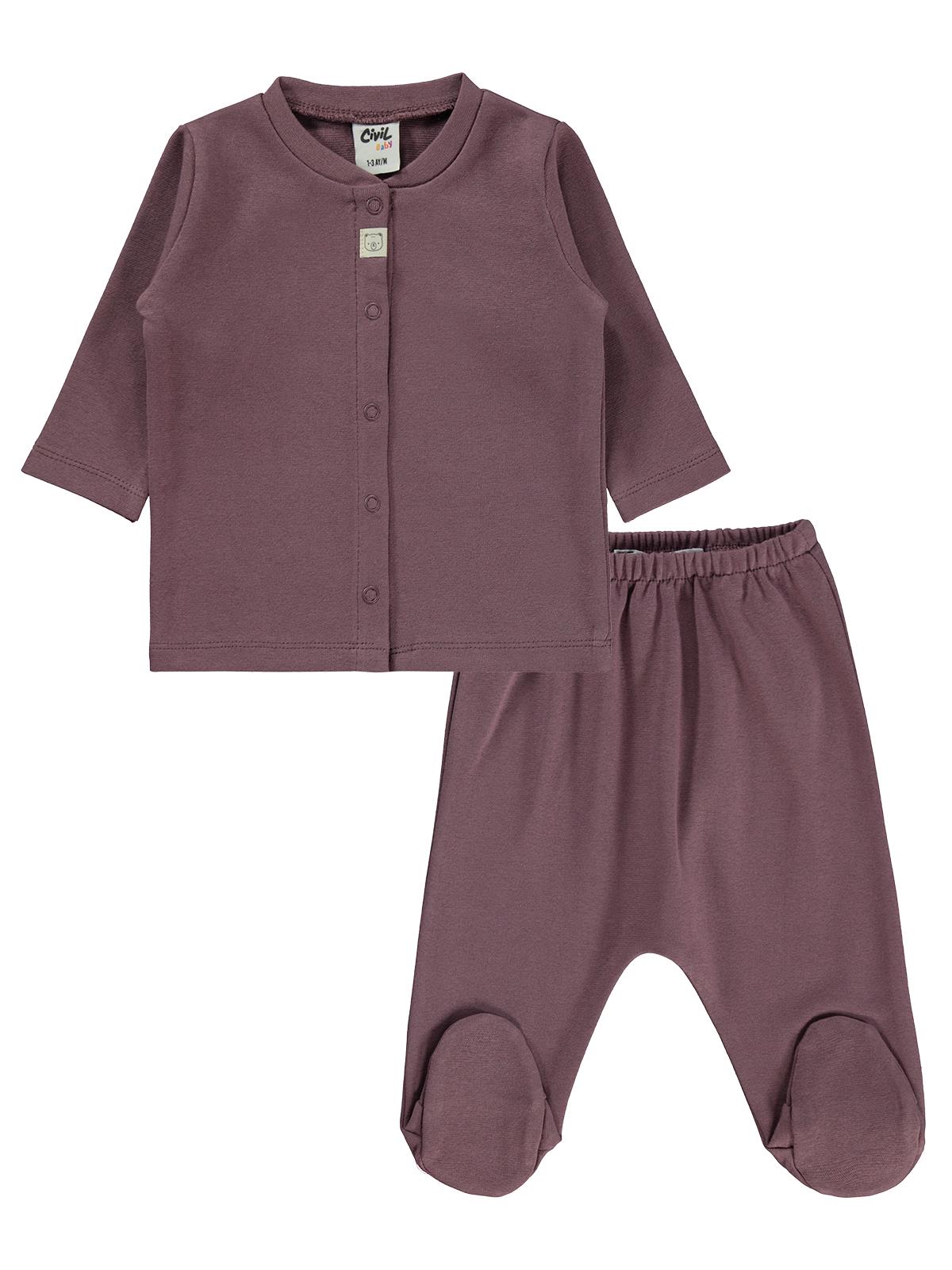 Civil Baby Düz 1-6 Ay Pijama Takımı - Kahve