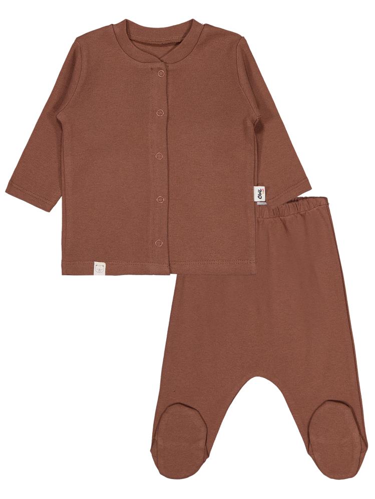 Civil Baby Düz 1-6 Ay Pijama Takımı - Kahverengi