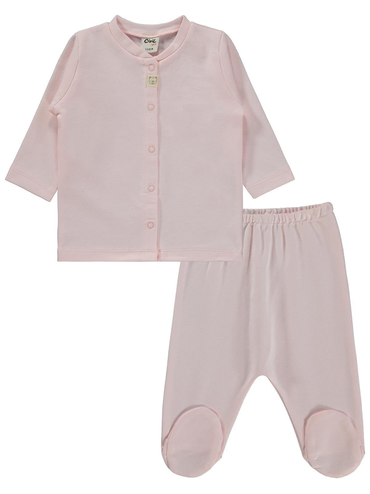 Civil Baby Düz 1-6 Ay Pijama Takımı - Pudra