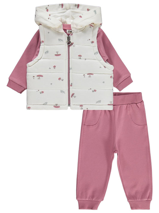Civil Baby Mantar Baskılı 3'lü 6-18 Ay Takım - Pembe