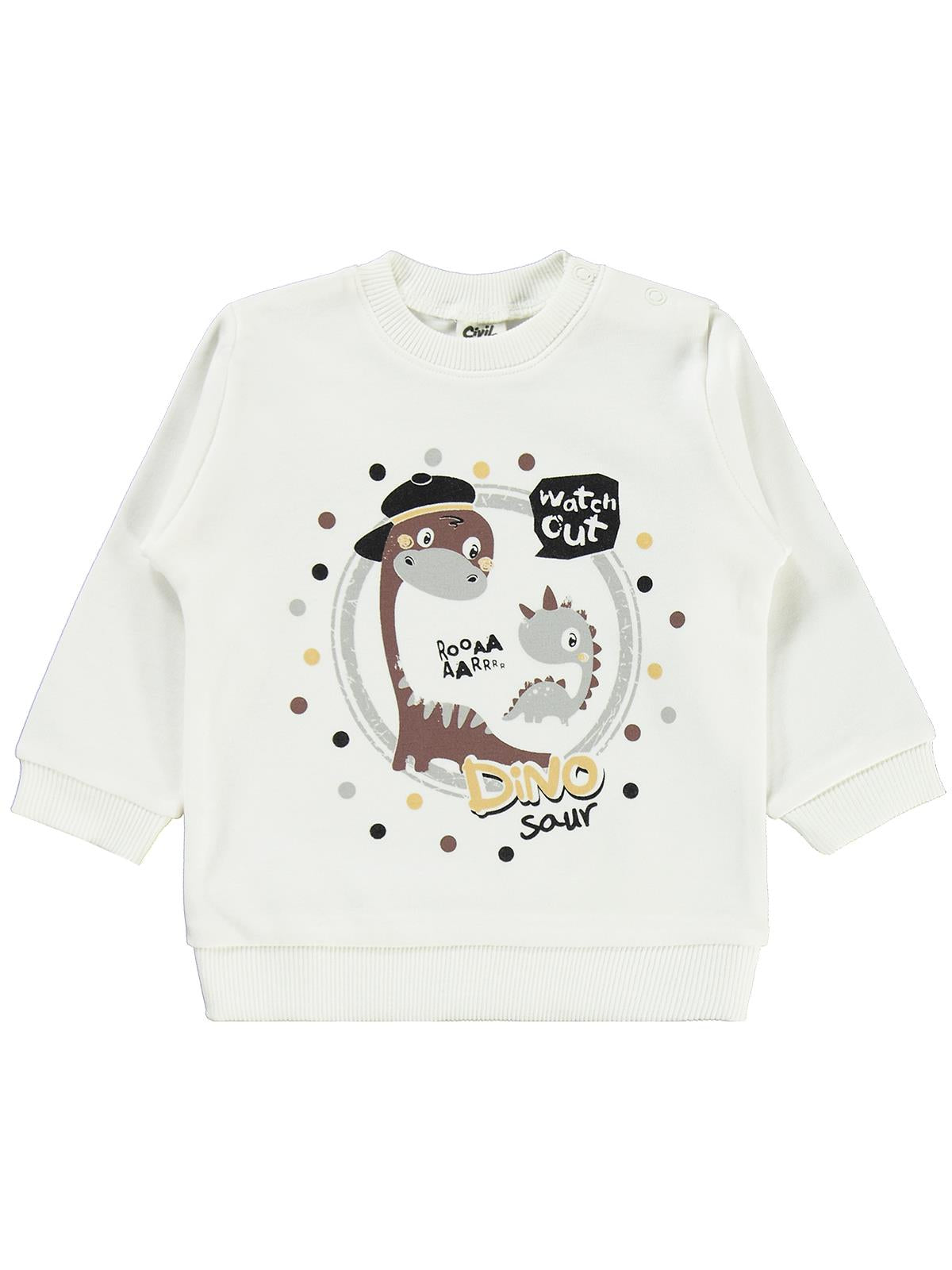 Civil Baby Dino Baskılı 3'lü 6-18 Ay Takım - Kahverengi