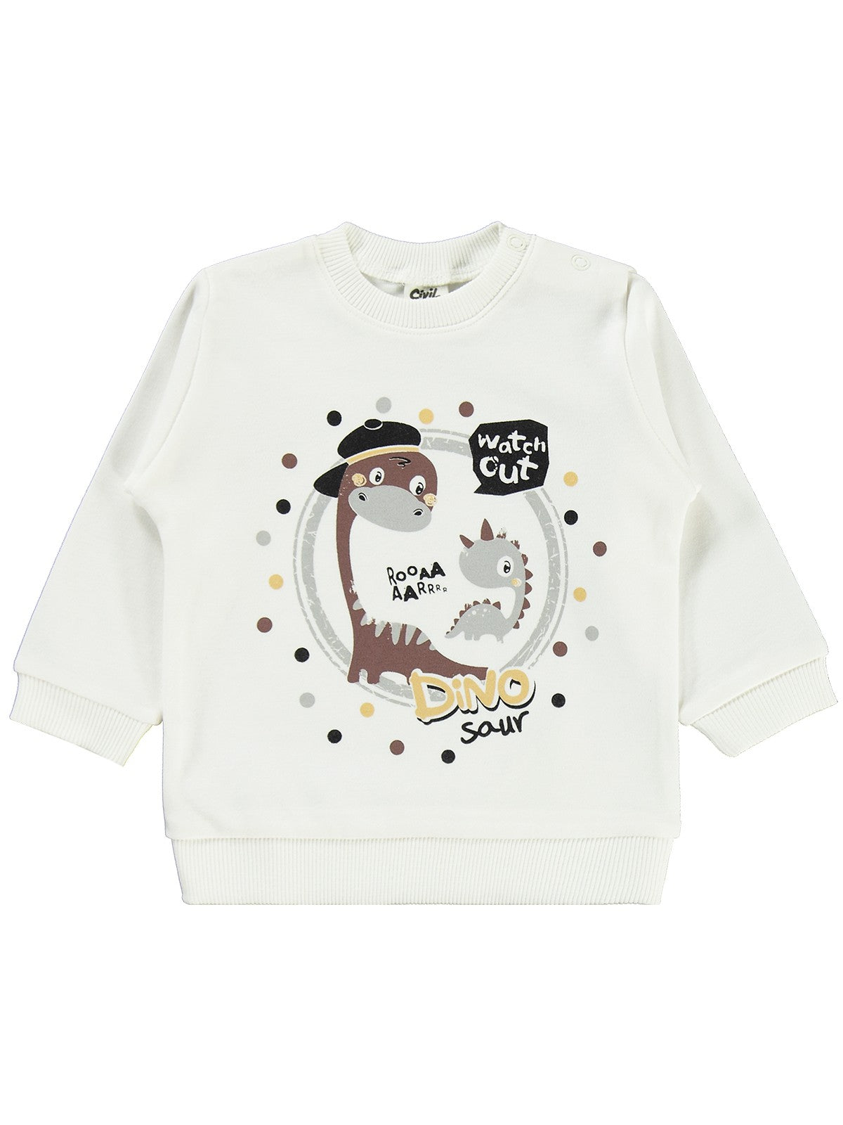 Civil Baby Dino Baskılı 3'lü 6-18 Ay Takım - Kahverengi