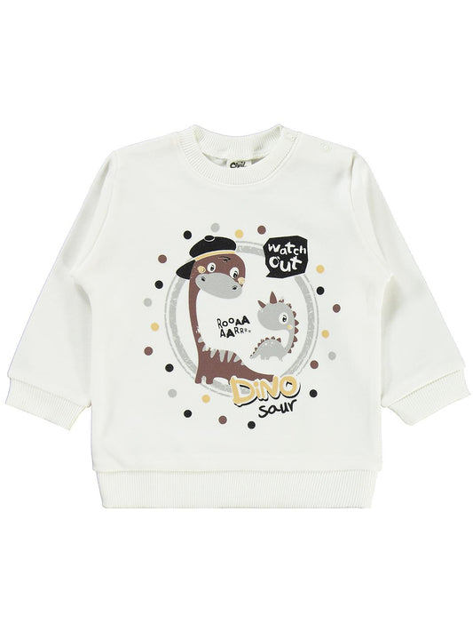 Civil Baby Dino Baskılı 3'lü 6-18 Ay Takım - Kahverengi
