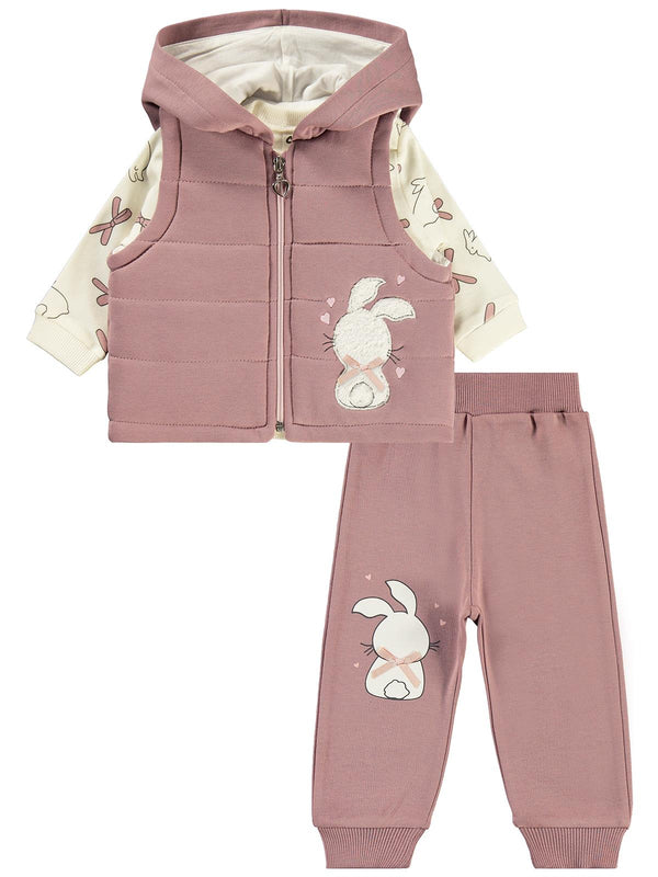 Civil Baby Tavşan Baskılı 3'lü 6-18 Ay Takım - Lila
