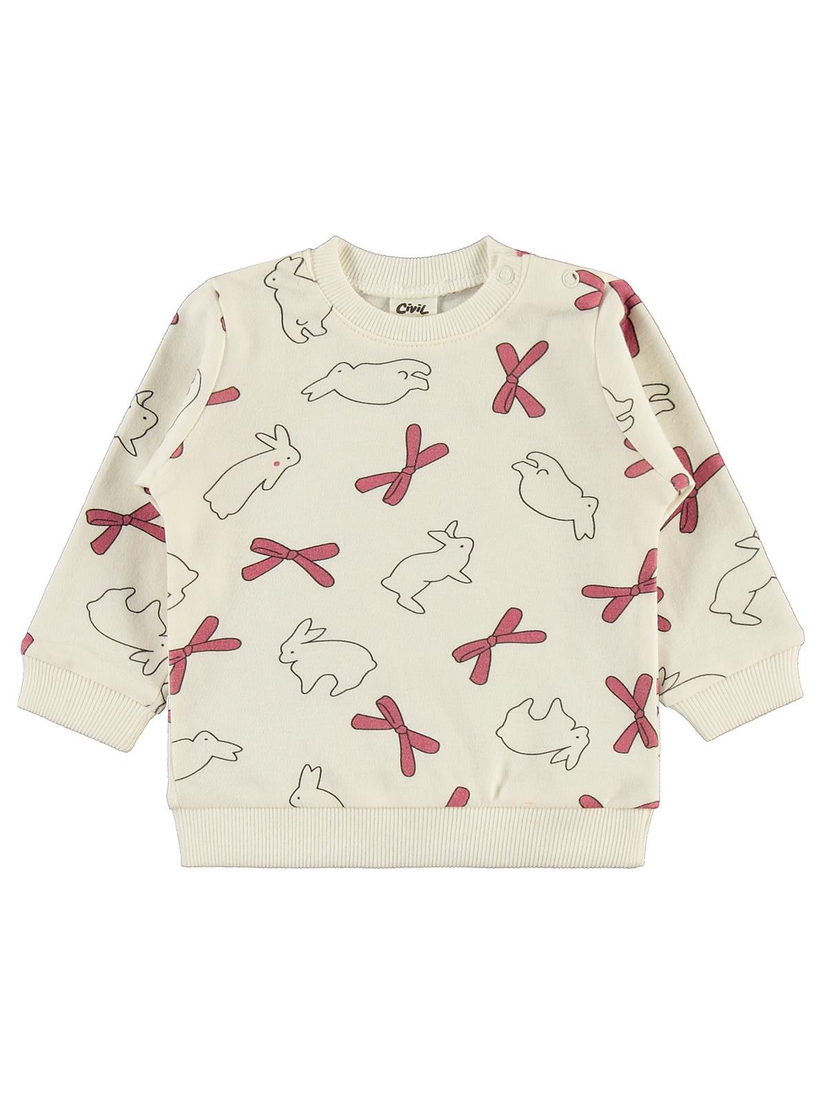 Civil Baby Tavşan Baskılı 3'lü 6-18 Ay Takım - Pembe