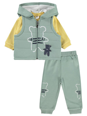 Civil Baby Ayıcık Baskılı 3'lü 6-18 Ay Takım - Yeşil