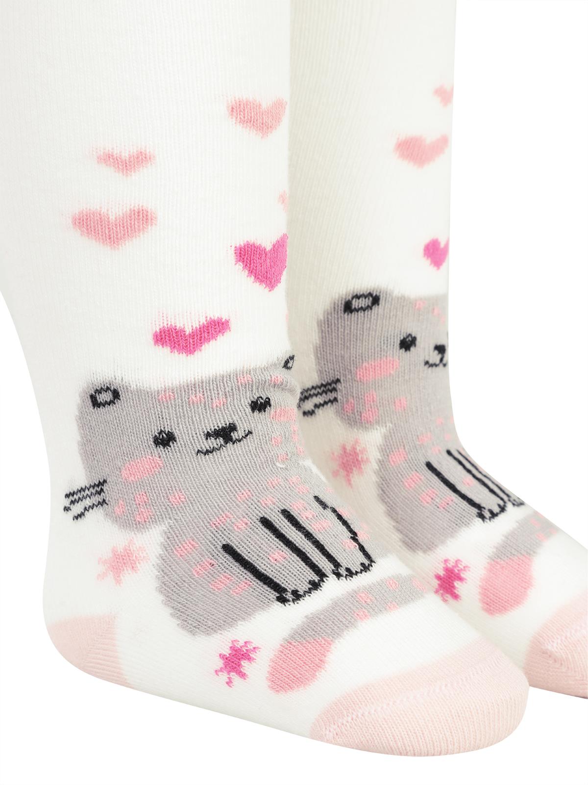 Civil Baby Kedi 6-18 Ay Bebek Kız Külotlu Çorap - Ekru