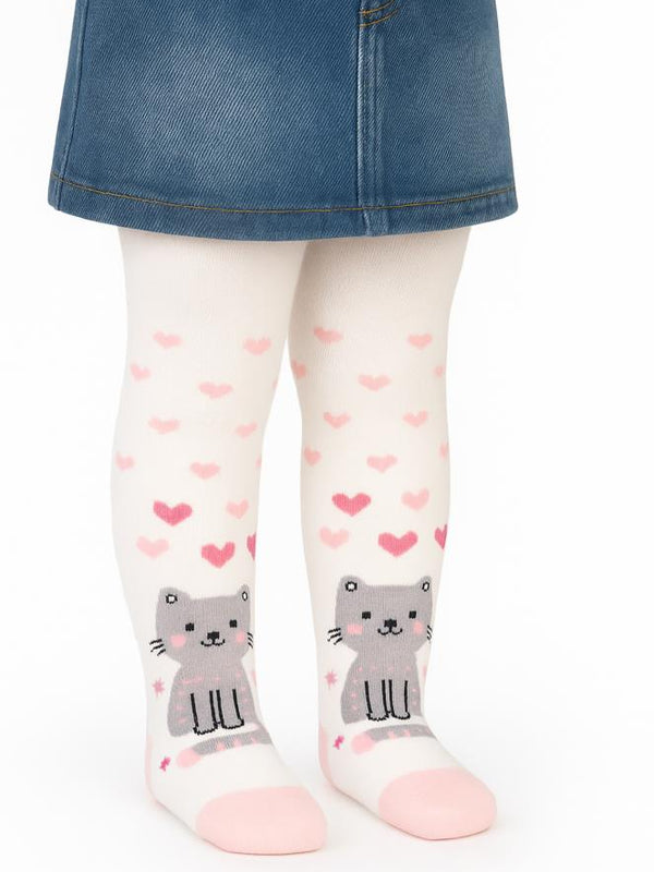 Civil Baby Kedi 6-18 Ay Bebek Kız Külotlu Çorap - Ekru