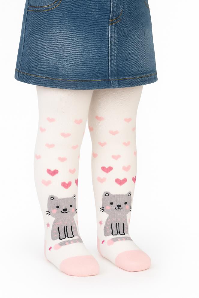 Civil Baby Kedi 6-18 Ay Bebek Kız Külotlu Çorap - Ekru