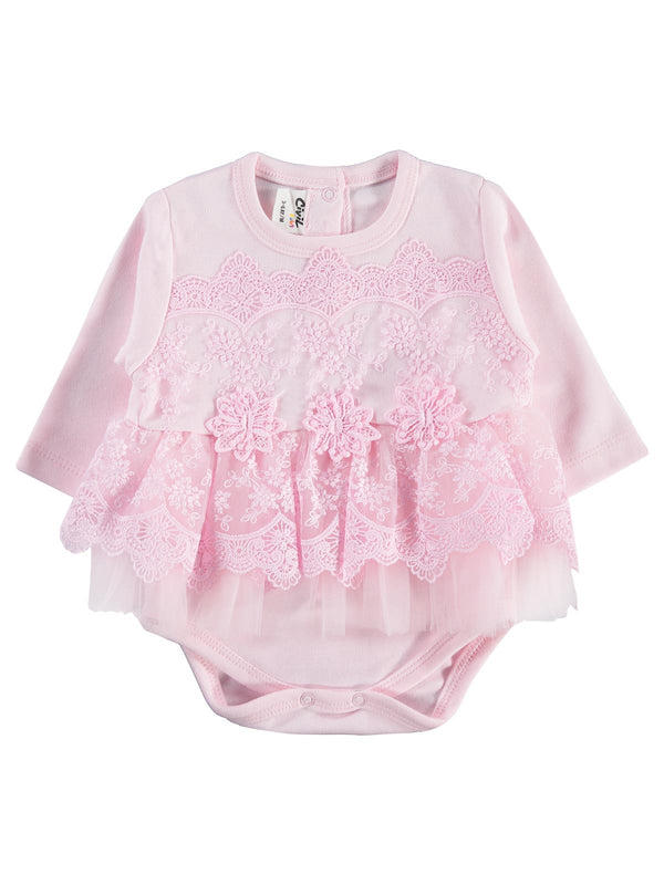 Civil Baby Fırfır Tüllü 3-12 Ay Çıtçıtlı Badi - Ekru