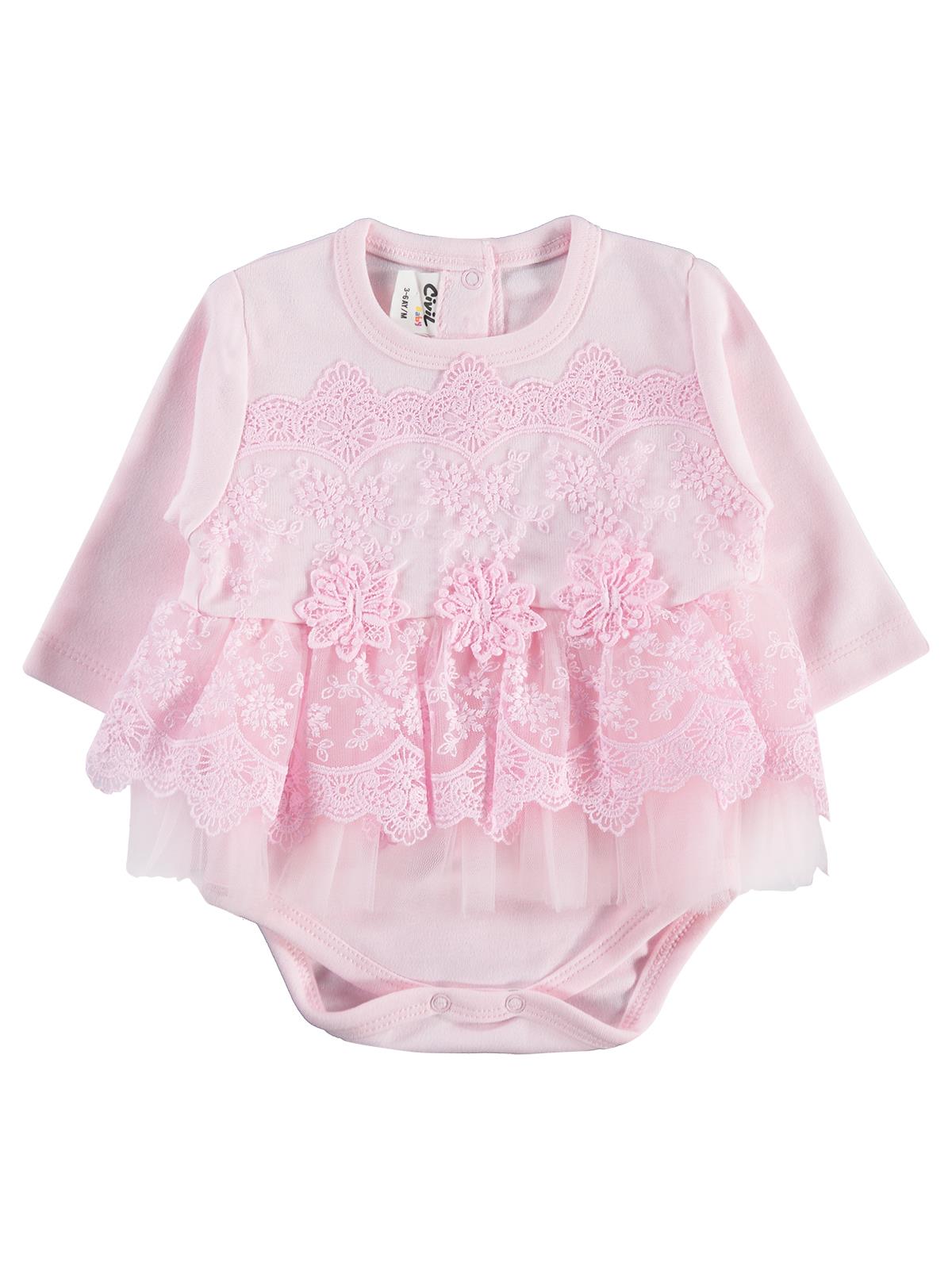 Civil Baby Fırfır Tüllü 3-12 Ay Çıtçıtlı Badi - Ekru