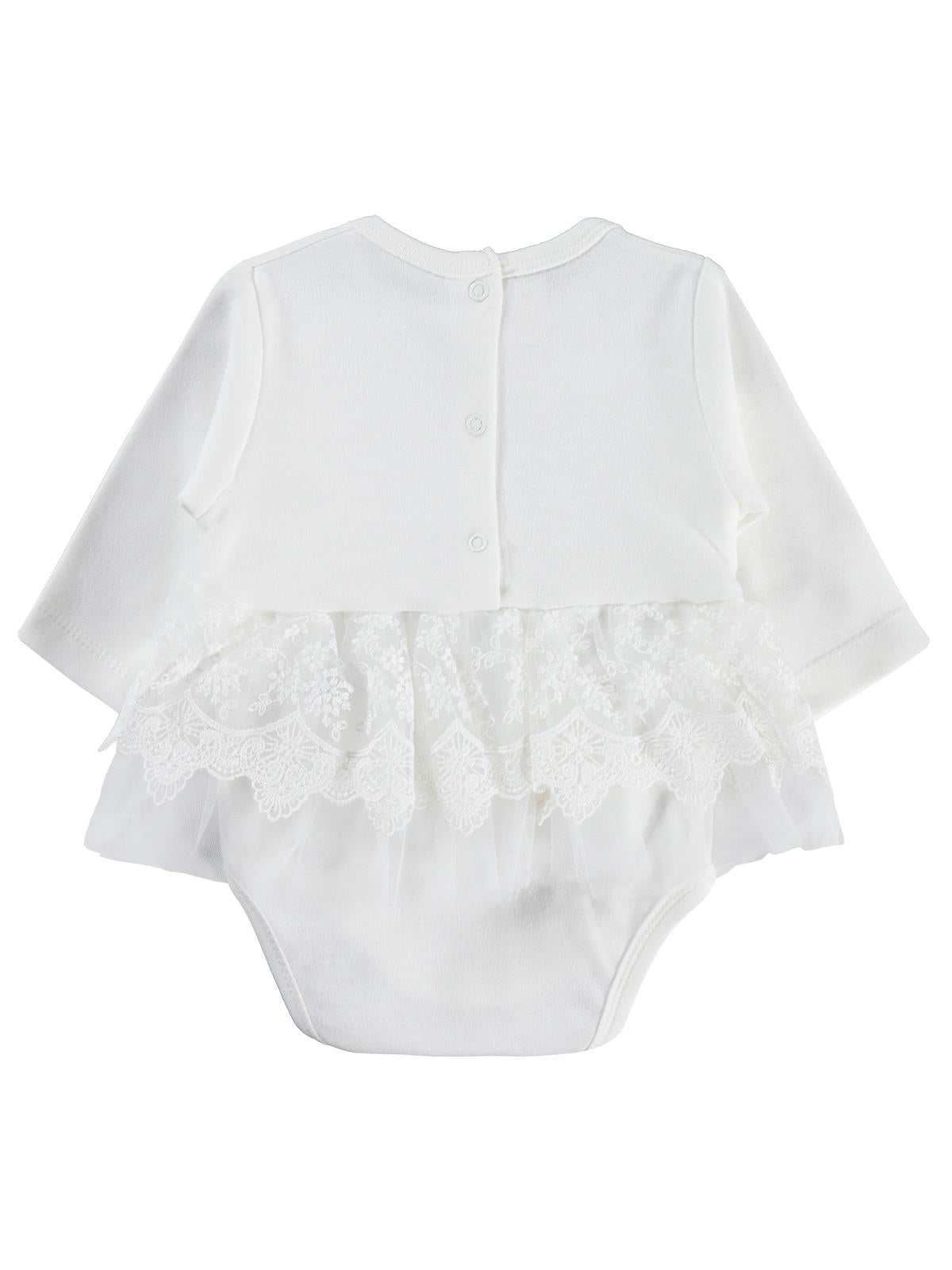 Civil Baby Fırfır Tüllü 3-12 Ay Çıtçıtlı Badi - Ekru