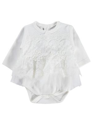 Civil Baby Fırfır Tüllü 3-12 Ay Çıtçıtlı Badi - Ekru