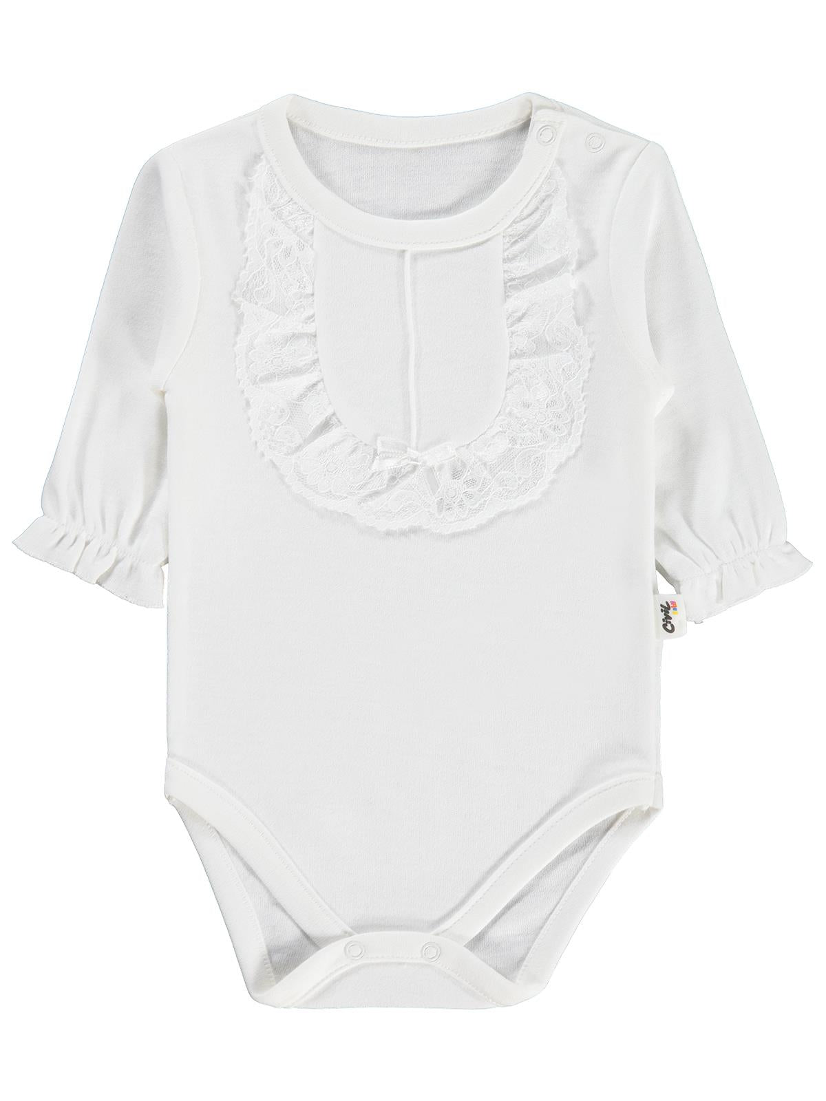 Civil Baby Brodeli 1-18 Ay Çıtçıtlı Badi - Ekru
