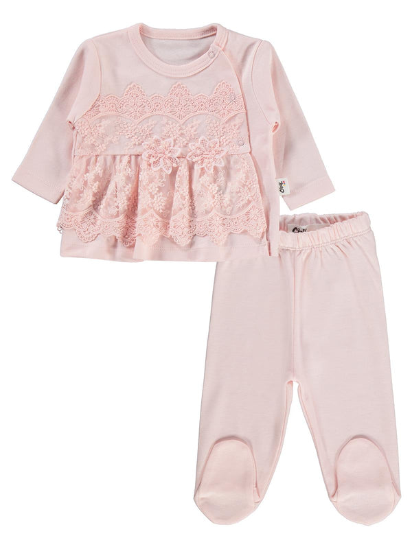 Civil Baby Fırfır Tüllü 1-9 Ay Pijama Takımı - Ekru