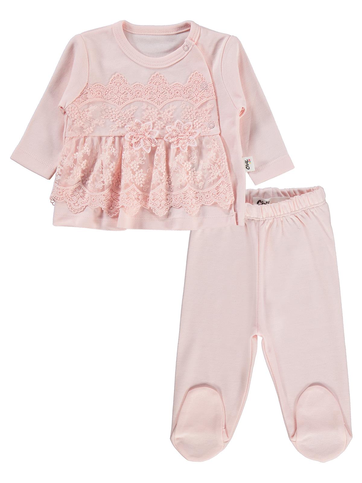 Civil Baby Fırfır Tüllü 1-9 Ay Pijama Takımı - Ekru