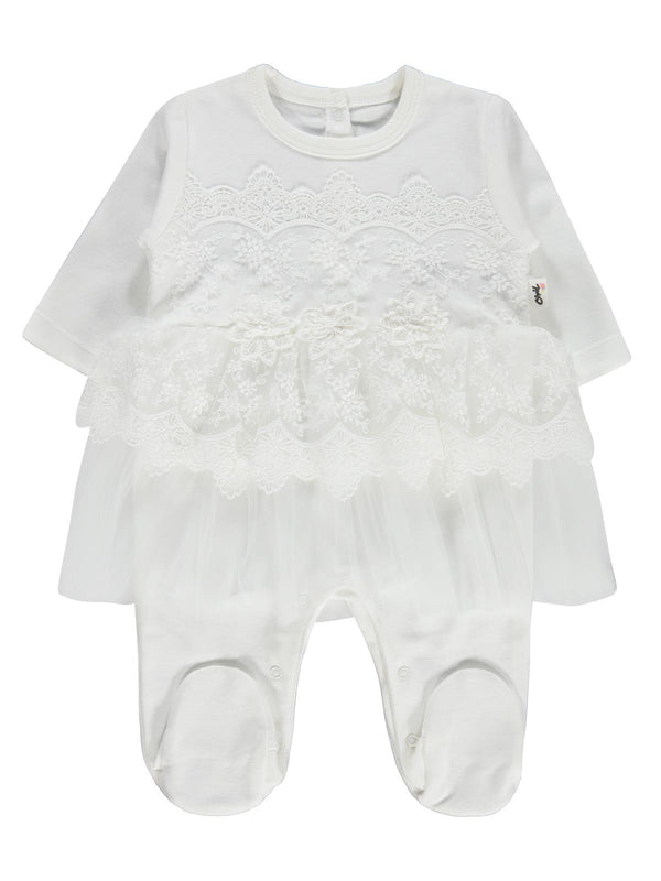 Civil Baby Fırfır Tüllü 1-9 Ay Tulum - Ekru
