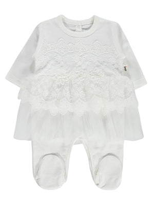 Civil Baby Fırfır Tüllü 1-9 Ay Tulum - Ekru