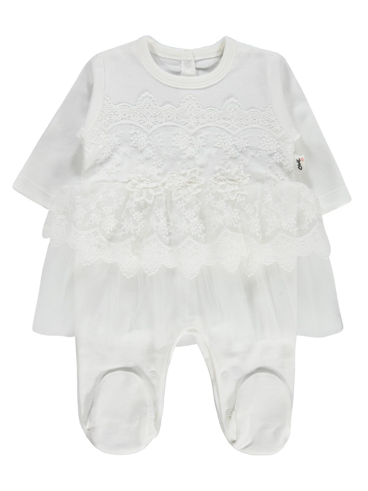 Civil Baby Fırfır Tüllü 1-9 Ay Tulum - Ekru