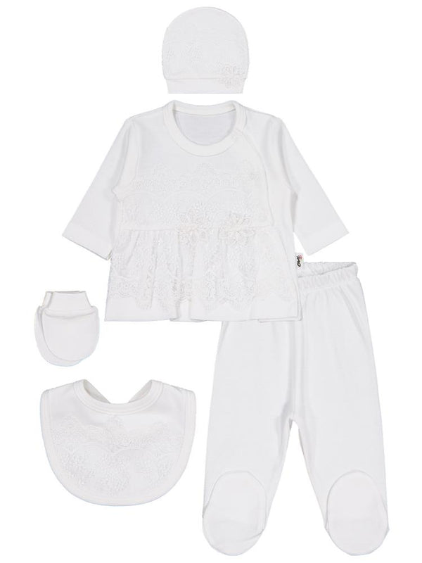 Civil Baby Fırfır Tüllü 0-1 Ay Zıbın Takımları - Ekru