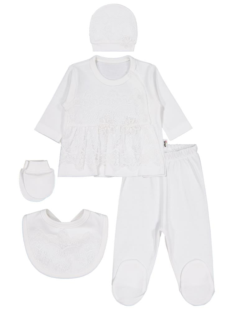 Civil Baby Fırfır Tüllü 0-1 Ay Zıbın Takımları - Ekru