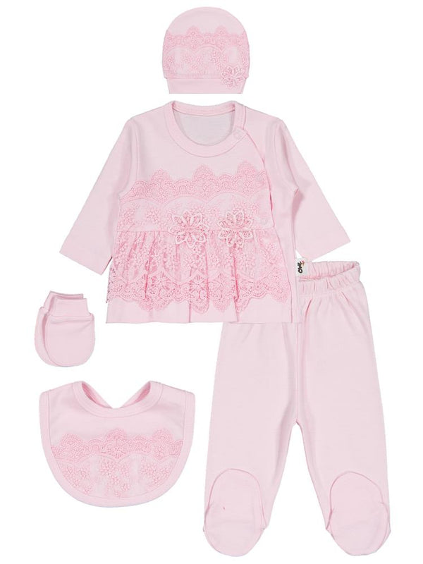 Civil Baby Fırfır Tüllü 0-1 Ay Zıbın Takımları - Ekru