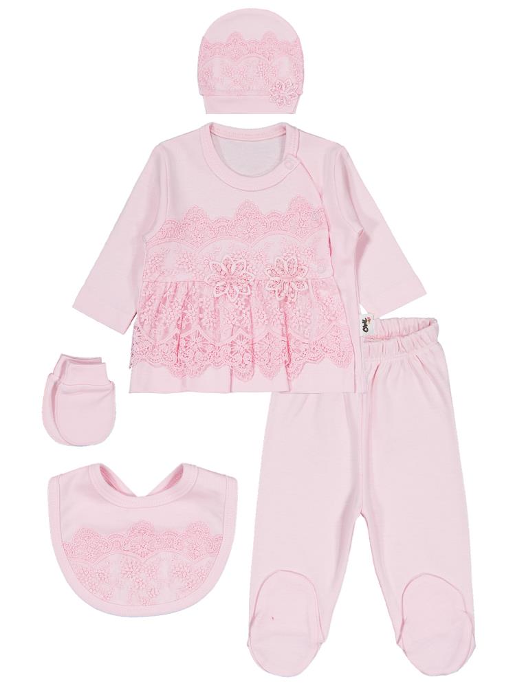 Civil Baby Fırfır Tüllü 0-1 Ay Zıbın Takımları - Ekru