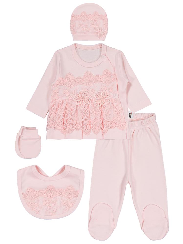 Civil Baby Fırfır Tüllü 0-1 Ay Zıbın Takımları - Ekru