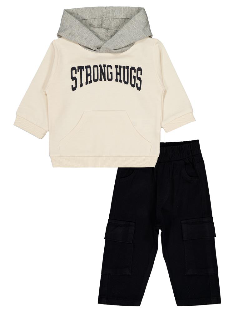 Civil Baby Kapüşonlu Sweat 2'li 6-18 Ay Takım - Bej
