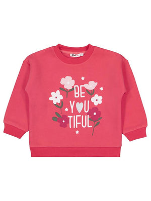 Civil Girls Çiçek Baskılı 2-5 Yaş Sweatshirt - Kırmızı