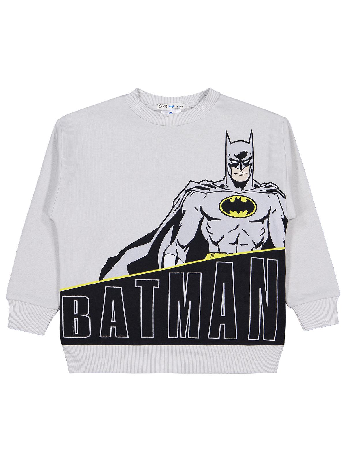Batman Baskılı 6-9 Yaş Sweatshirt - Gri