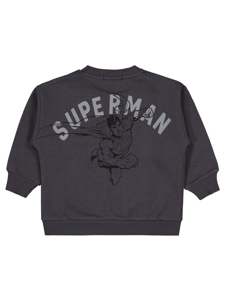Superman Logo Baskılı 2-5 Yaş Sweatshirt - Gri