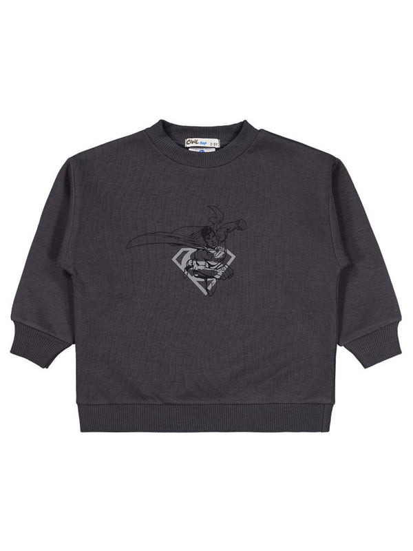 Superman Logo Baskılı 2-5 Yaş Sweatshirt - Gri