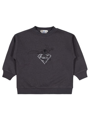 Superman Logo Baskılı 2-5 Yaş Sweatshirt - Gri