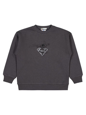Superman Logo Baskılı 6-9 Yaş Sweatshirt - Gri
