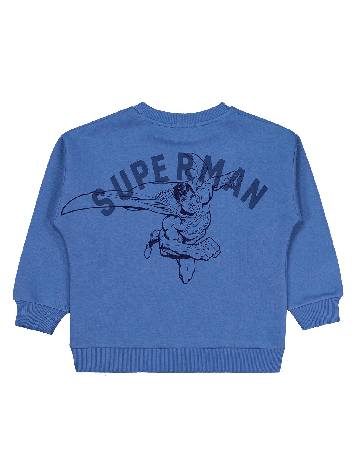 Superman Logo Baskılı 6-9 Yaş Sweatshirt - Gri