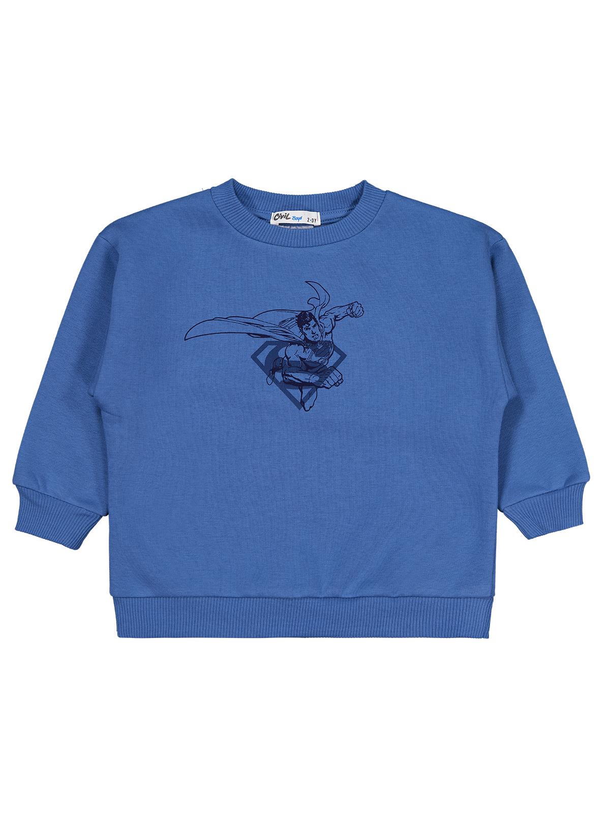 Superman Logo Baskılı 2-5 Yaş Sweatshirt - Gri