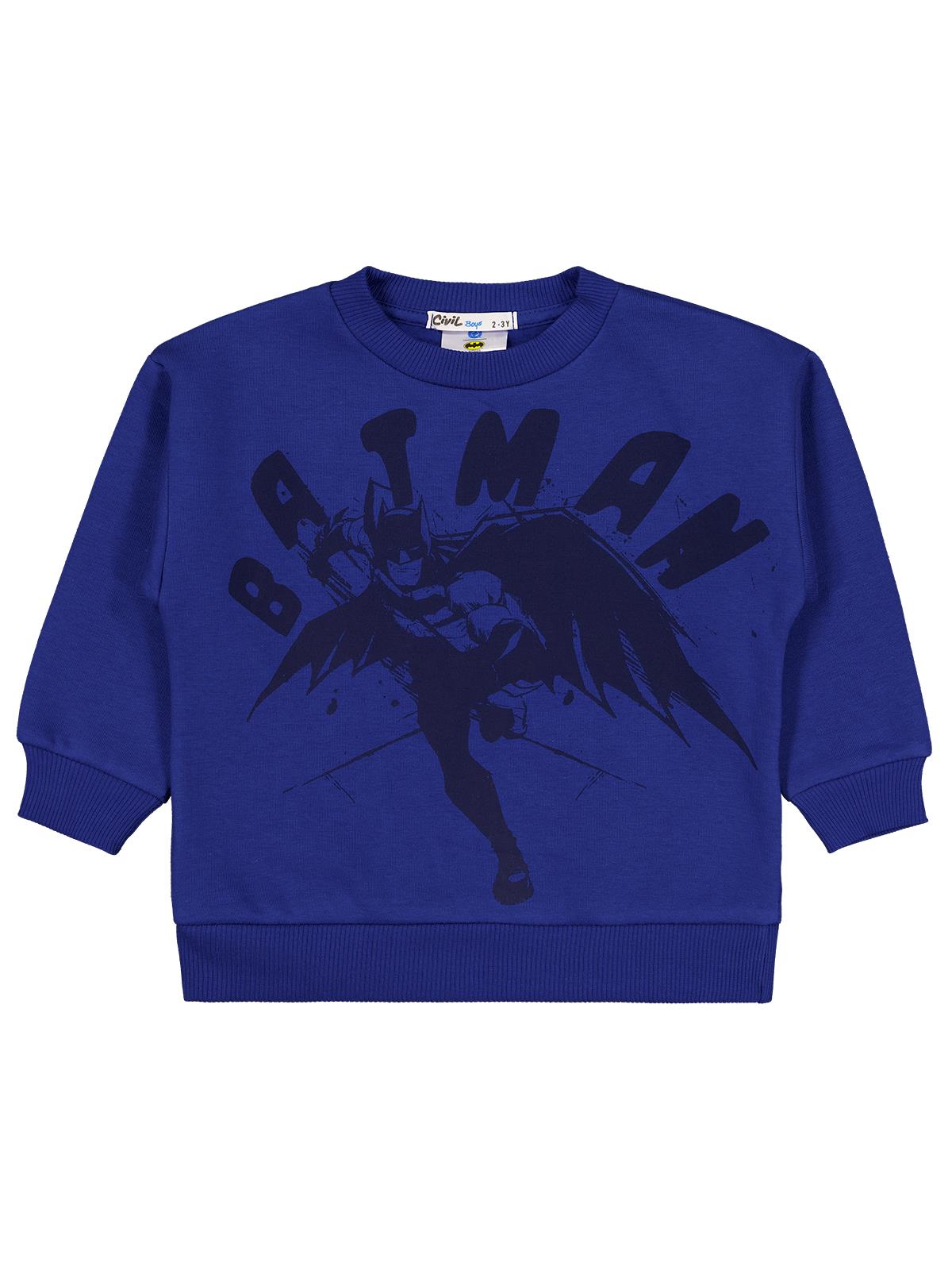 Batman Karartma Baskılı 2-5 Yaş Sweatshirt - Mavi