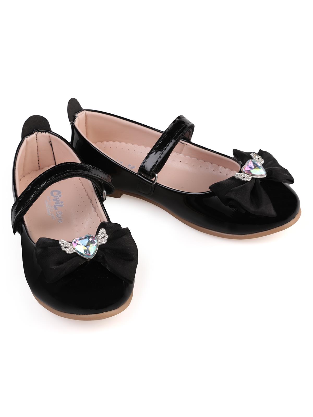 Civil Girls Kalp Aksesuarlı 31-36 Numara Babet - Gri