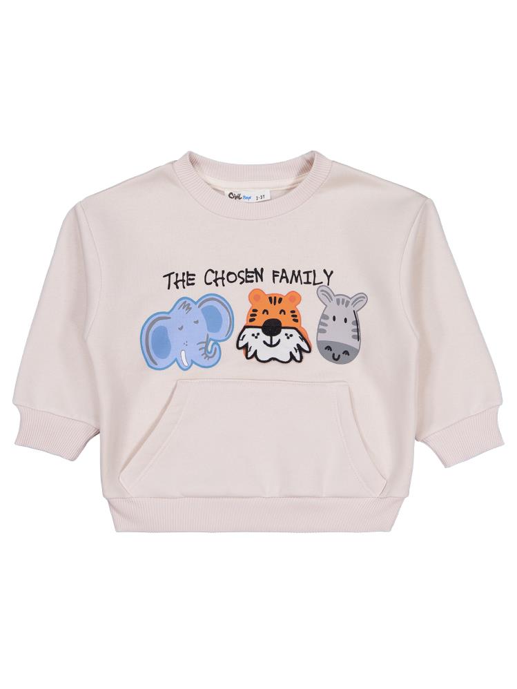 Civil Boys Üç Kafadar Baskılı-Nakışlı 2-5 Yaş Sweatshirt - Mavi