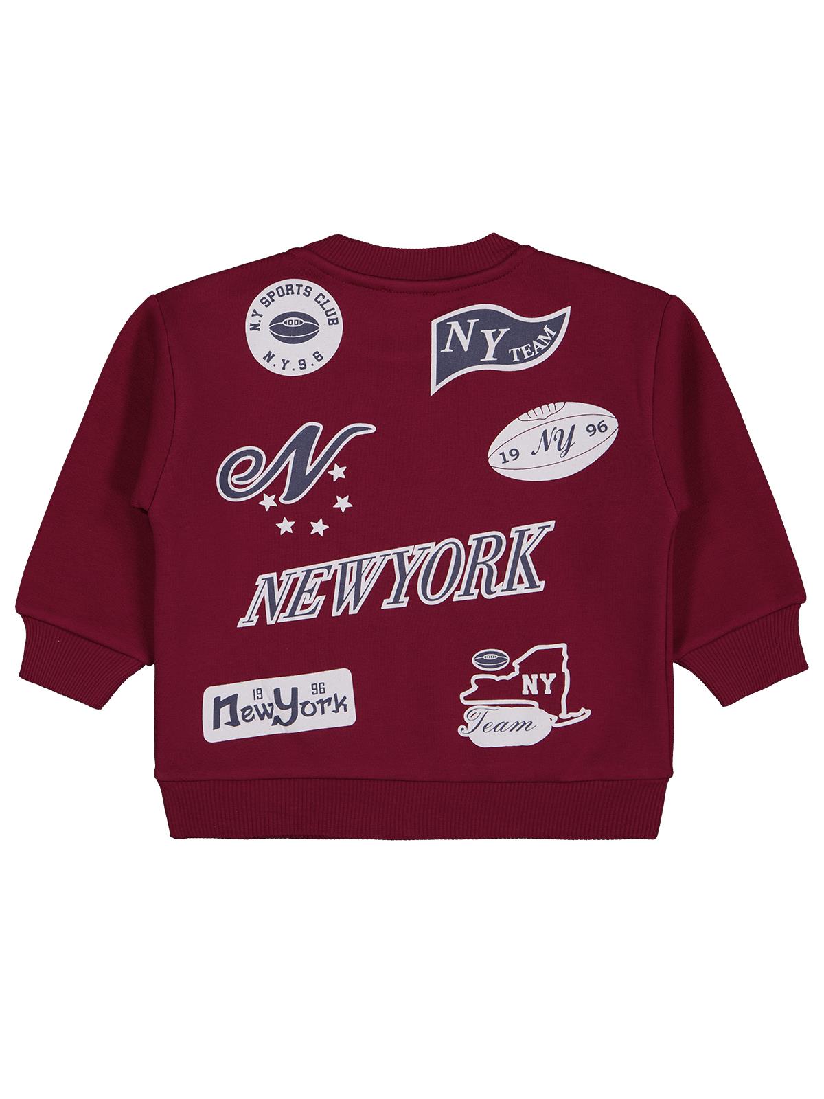 Civil Boys New York Baskılı 2-5 Yaş Sweatshirt - Bordo