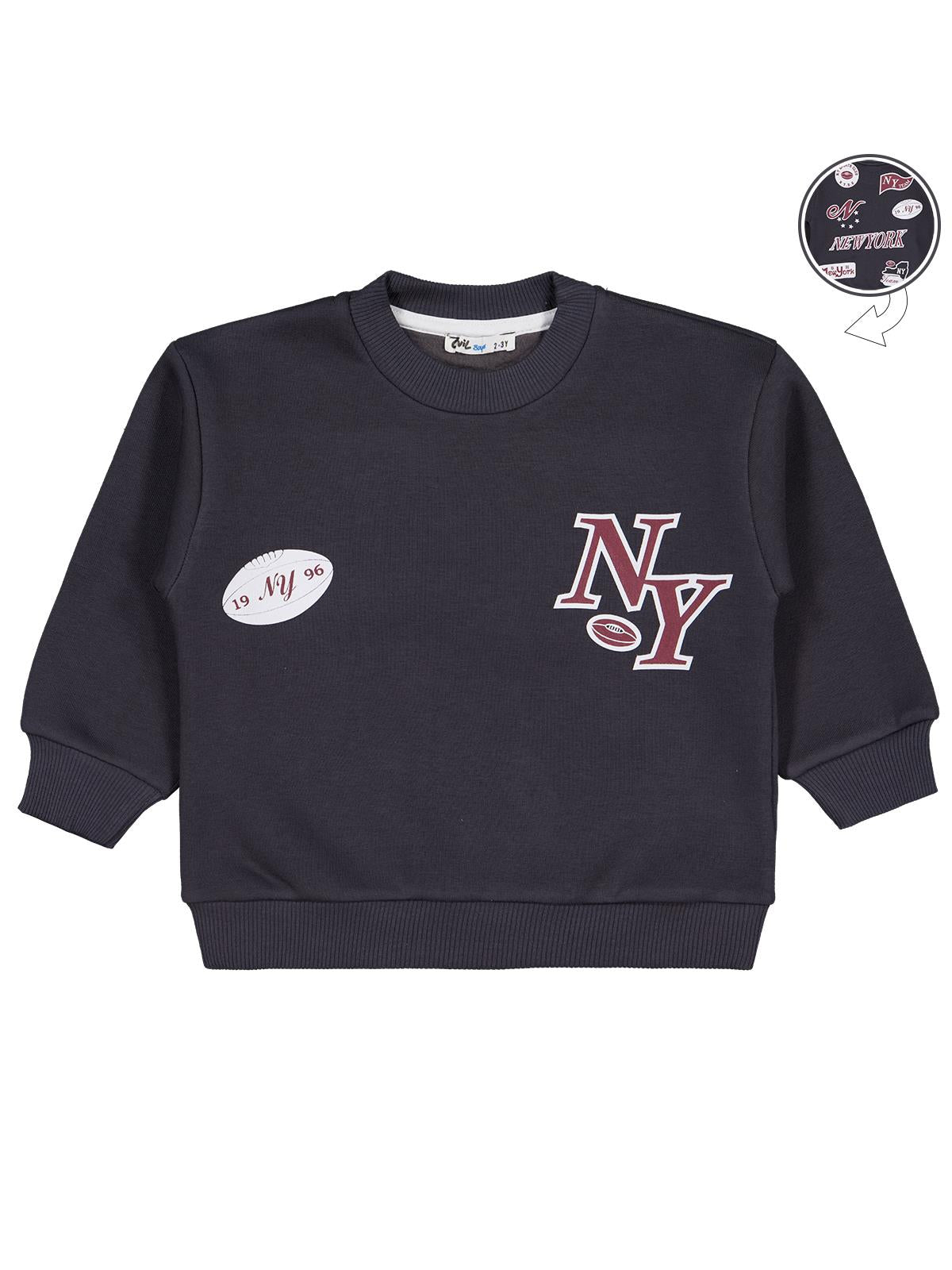 Civil Boys New York Baskılı 2-5 Yaş Sweatshirt - Gri