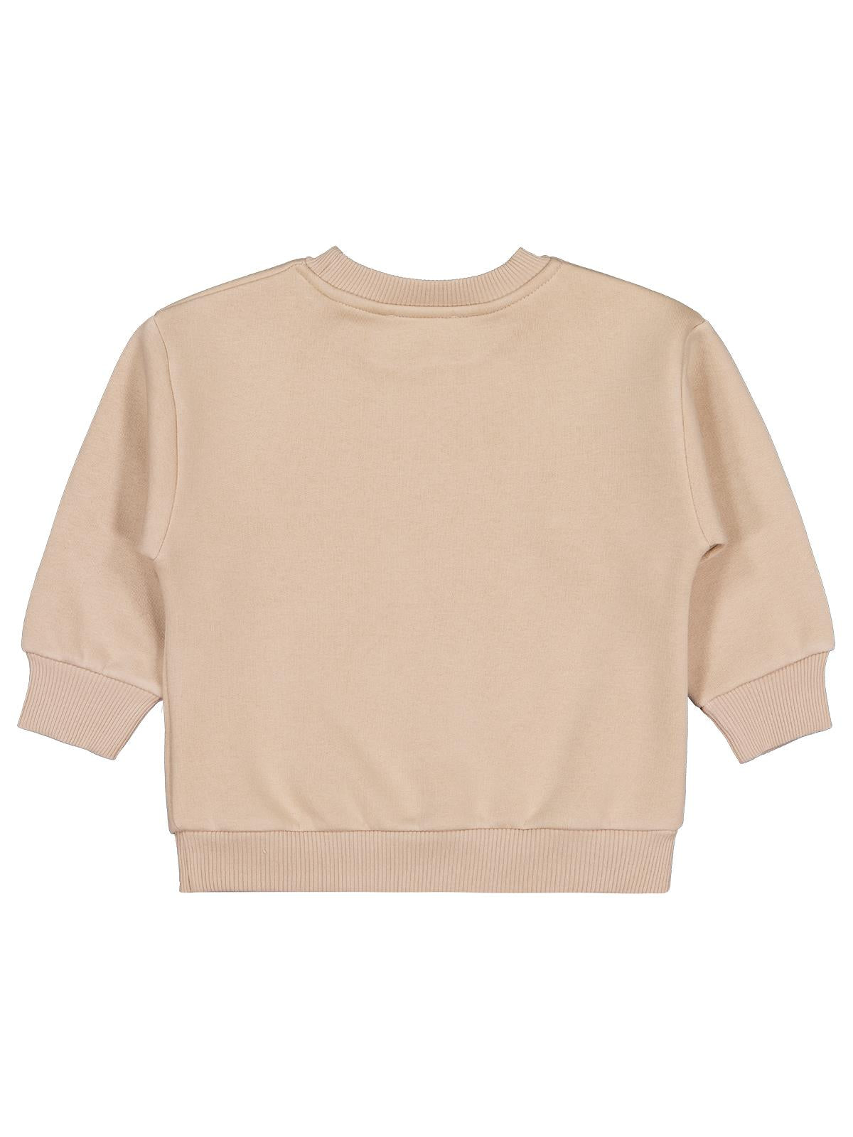 Civil Erkek Çocuk Bear Baskı-Nakışlı Sweatshirt | 3 İp Uzun Kol | Okul Kreş ve Günlük Kullanım - Bej